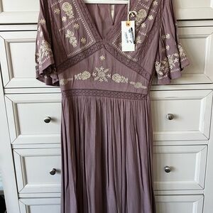 In Bloom Lavender Embroidered Maxi Dress